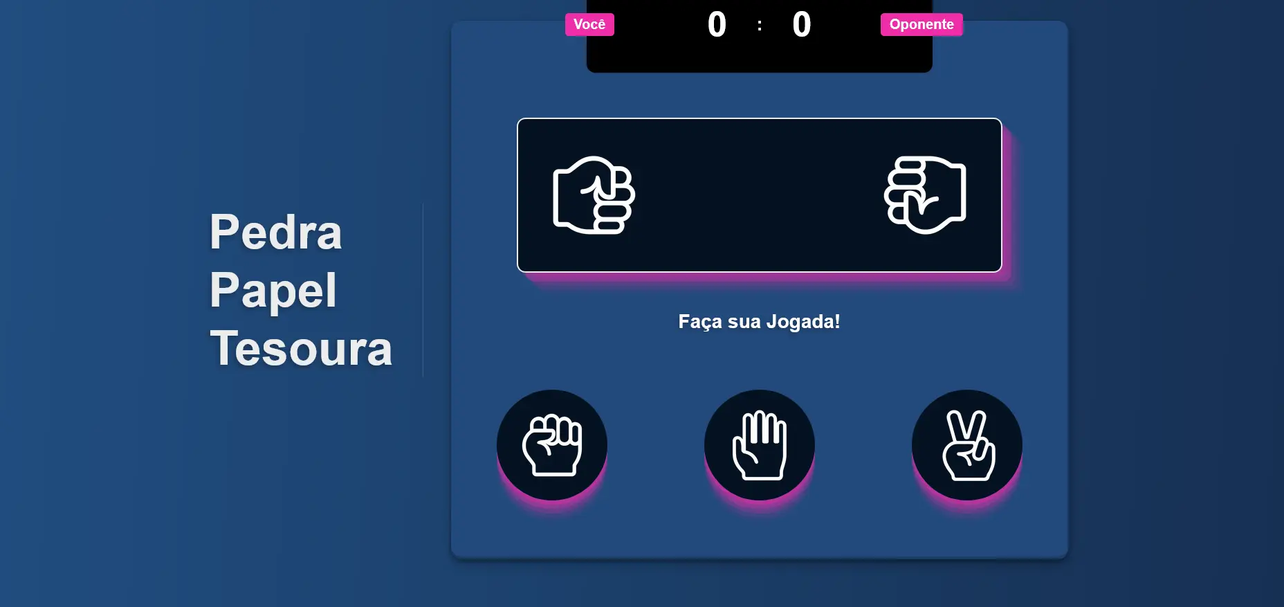 Preview do projeto Jogo Pedra, Papel e Tesoura