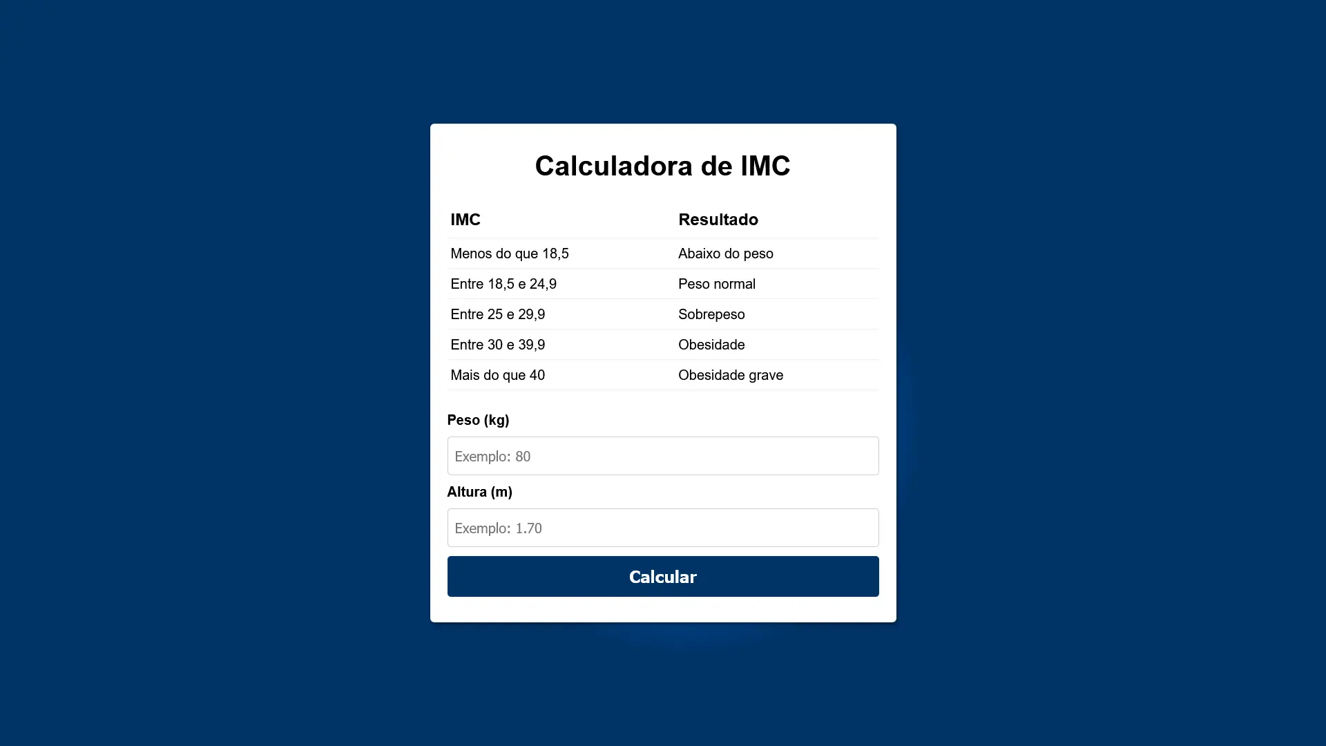 Calculadora de IMC