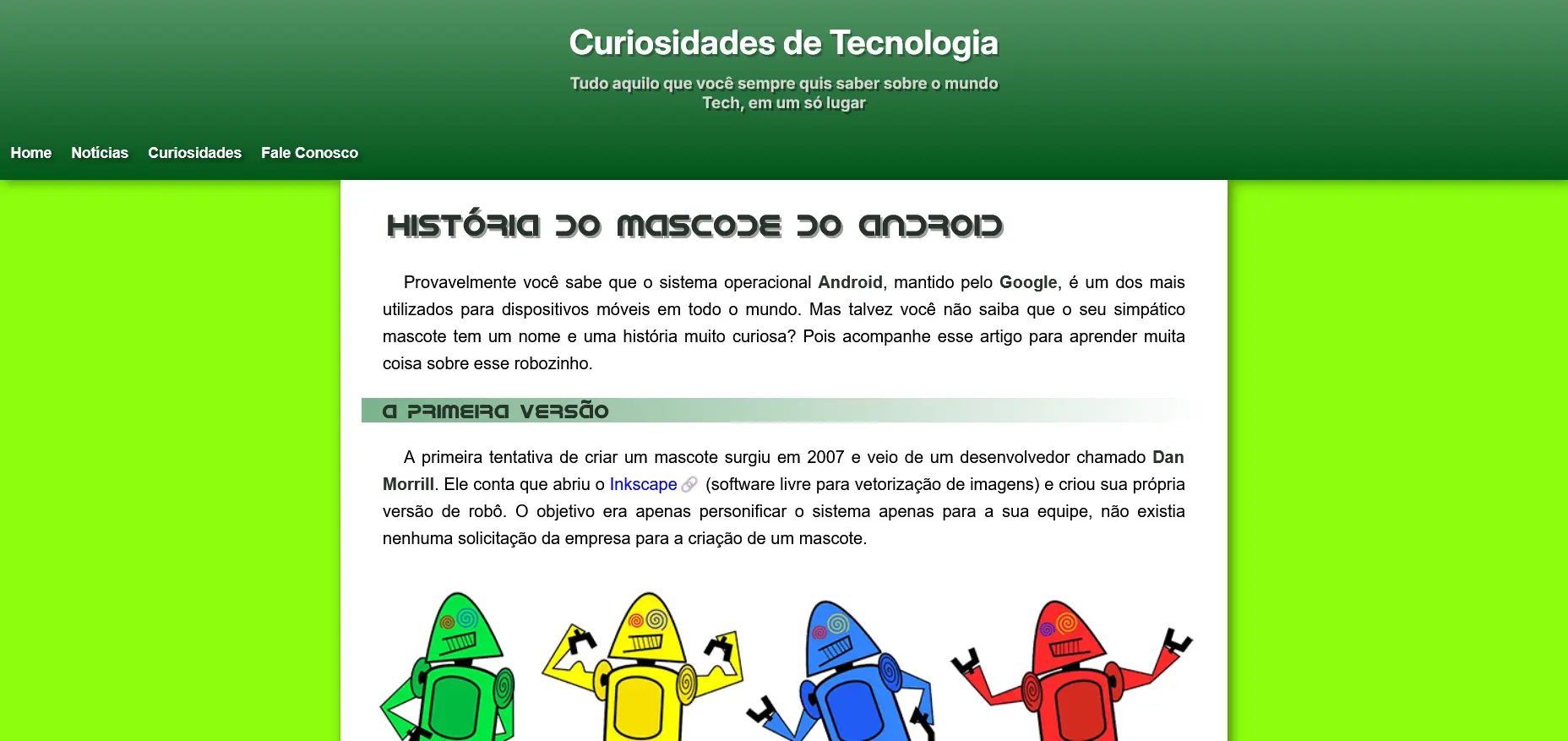 Projeto História do Mascote Android
